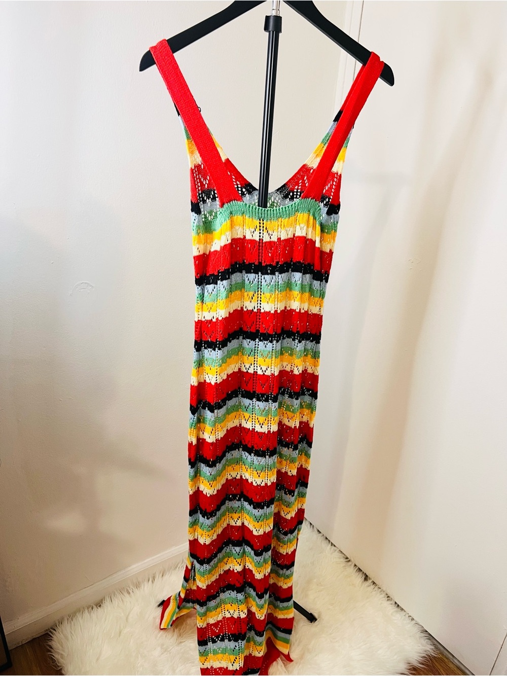 Sleeveless Multicolor Striped Knit Maxi Dress - Picture 4 of 4